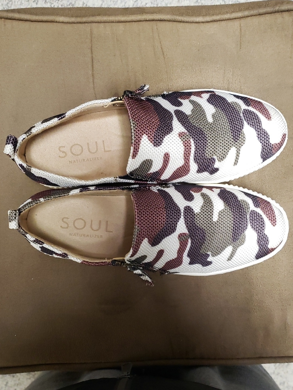 SOUL Naturalizer Camo Slip-On Sneakers - White, Olive, Brown